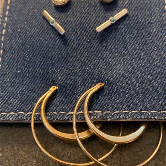 NEW 3 pairs of stud & hoop earrings bling/stones - Picture 4 of 7